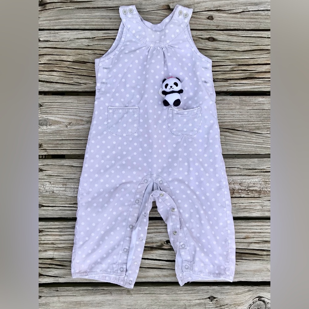 18-24m Baby Girls GYMBOREE Polka Dot Panda Pocket One Piece Corduroy Romper Set - Picture 4 of 13